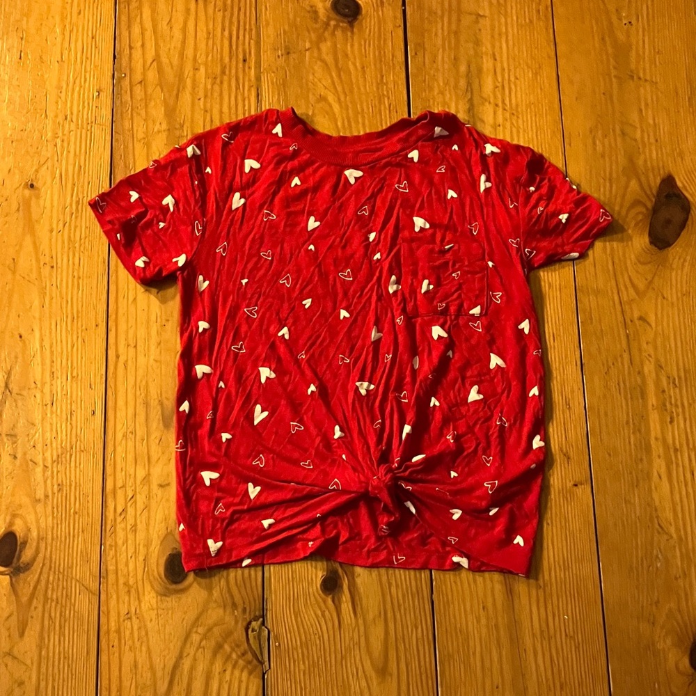 No Boundaries Red Tee with Heart Accents